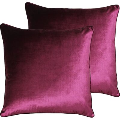 Cojines de terciopelo de lujo Paoletti - Pack de dos - Rojo - 55 cm - Cojín Cojines de terciopelo de lujo Paoletti - Pack de dos - Rojo - 55 cm - Cojín