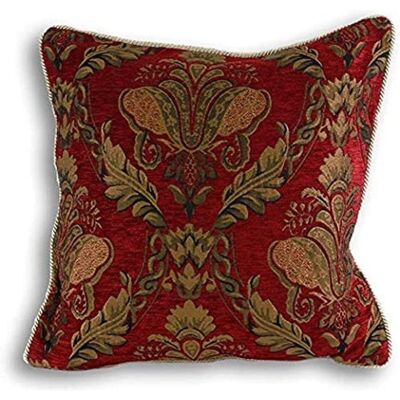 Paoletti Shiraz Embroidered Damask Cushion - Burgundy - Large Paoletti Shiraz Embroidered Damask Cushion - Burgundy - Large