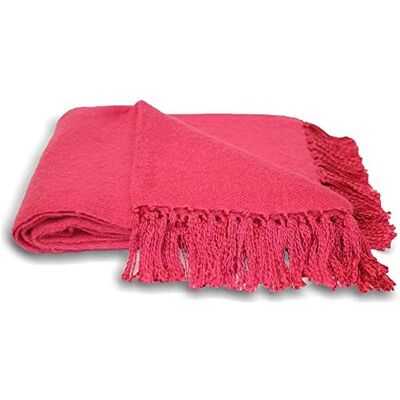 Essentials - Chiltern Woven Tasselled Throw - Fucsia - One Size Essentials - Chiltern Woven Tasselled Throw - Fucsia - One Size