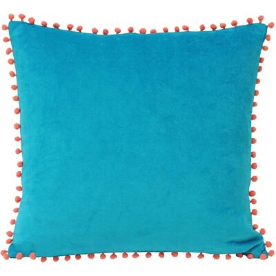 Riva Paoletti Samtvelours Pompom Kissenbezug - 45x45cm Riva Paoletti Samtvelours Pompom Kissenbezug - 45x45cm