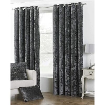 Paoletti Verona Crushed Velvet Eyelet Curtains - Silver - 117x137cm Paoletti Verona Crushed Velvet Eyelet Curtains - Silver - 117x137cm