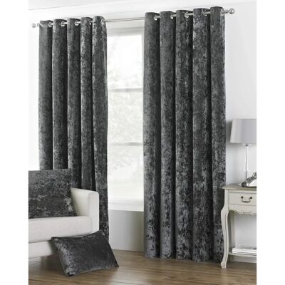Paoletti Verona Crushed Velvet Eyelet Curtains - Silver, Pewter, Green Paoletti Verona Crushed Velvet Eyelet Curtains - Silver, Pewter, Green