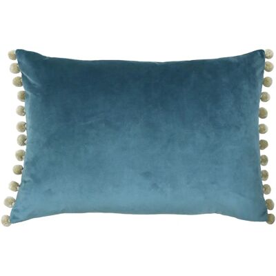 Funda de Almofada Fiesta de Veludo com Pompom - Turchese - Tamanho Único Funda de Almofada Fiesta de Veludo com Pompom - Turchese - Tamanho Único