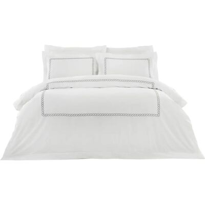 Funda de Almohada de Algodón Bordada Cleopatra de Paoletti 200 Hilos - Plata - Talla Única Funda de Almohada de Algodón Bordada Cleopatra de Paoletti 200 Hilos - Plata - Talla Única