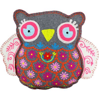 Paoletti Hootie Owl Embroidered Cushion - Multi Color - 38x20 cm Paoletti Hootie Owl Embroidered Cushion - Multi Color - 38x20 cm