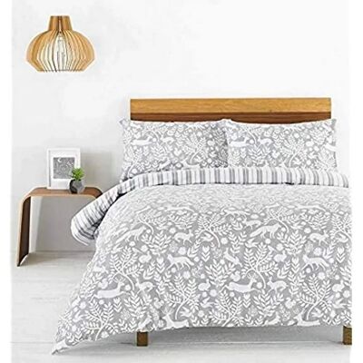 Furn Skandi Woodland Floral Brushed Cotton Duvet Cover Set - King Furn Skandi Woodland Floral Brushed Cotton Duvet Cover Set - King
