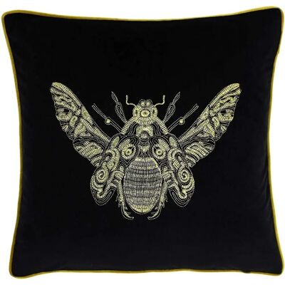 Paoletti Cerana Black Velvet Cushion Cover - Gold Bee Embroidery - 50x50cm Paoletti Cerana Black Velvet Cushion Cover - Gold Bee Embroidery - 50x50cm
