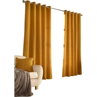 Furn Ellis Okrové i Żółto Pomarańczowe Firany w Kratę - 168x229cm Furn Ellis Okrové i Żółto Pomarańczowe Firany w Kratę - 168x229cm