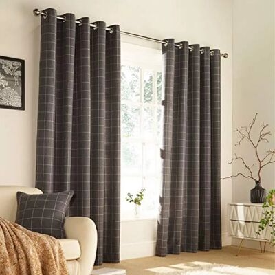 Furn Ellis Szare Kraciaste Zasłony - Zasłony Furn Ellis Szare Kraciaste Zasłony - Zasłony