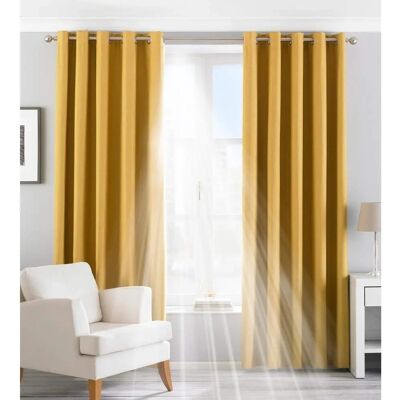 Essentials Twilight Blackout Eyelet Curtains - Yellow - 229cm x 183cm - Curtain Essentials Twilight Blackout Eyelet Curtains - Yellow - 229cm x 183cm - Curtain