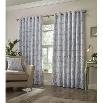 Paoletti Horto Embroidered Botanical Eyelet Curtains - Blue Paoletti Horto Embroidered Botanical Eyelet Curtains - Blue