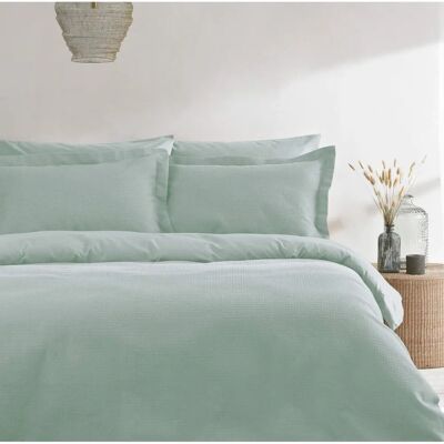 The Linen Yard Waffle Sking Duvet Set Seafoam - Green Cotton - Size Single The Linen Yard Waffle Sking Duvet Set Seafoam - Green Cotton - Size Single