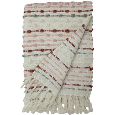 Furn Dhadit Woven Tufted Striped Throw - Light Pink - Throw Furn Dhadit Woven Tufted Striped Throw - Light Pink - Throw