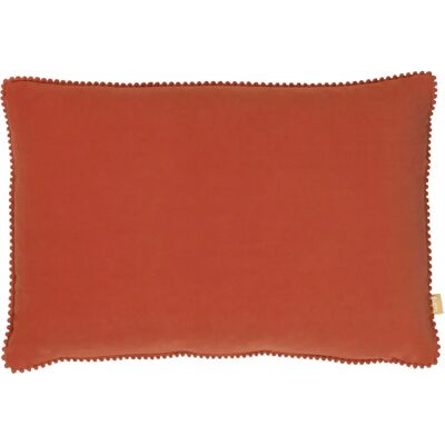 Furn. Cosmo rechthoekige fluwelen kussenhoes met pompon - Rood - One Size Furn. Cosmo rechthoekige fluwelen kussenhoes met pompon - Rood - One Size