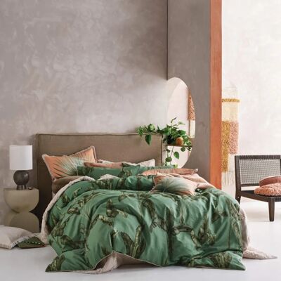 Linen House Livia Set di Lenzuola Tropicale con Fiori - Verde - Matrimoniale Linen House Livia Set di Lenzuola Tropicale con Fiori - Verde - Matrimoniale