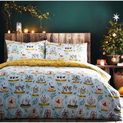 Furn Twelve Days of Christmas Festive Reversible Duvet Cover Set - Blue - Bedding Set Furn Twelve Days of Christmas Festive Reversible Duvet Cover Set - Blue - Bedding Set