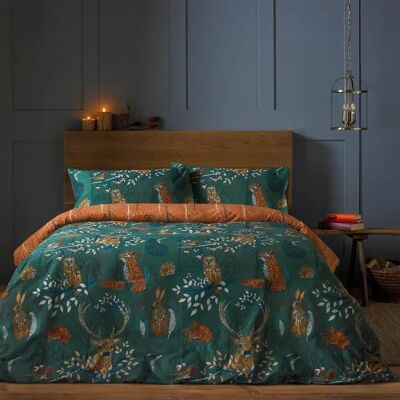 Furn Forest Fauna Reversible Duvet Cover Set - Emerald - Double - Duvet Cover Set Furn Forest Fauna Reversible Duvet Cover Set - Emerald - Double - Duvet Cover Set