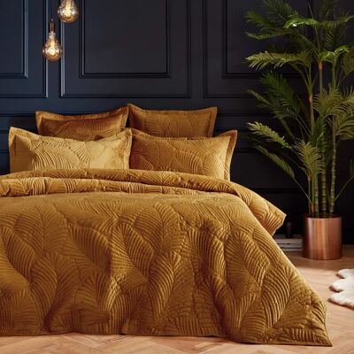 Paoletti Palmeria Juego de Duvet en Terciopelo Acolchado - Super King - Oro Paoletti Palmeria Juego de Duvet en Terciopelo Acolchado - Super King - Oro