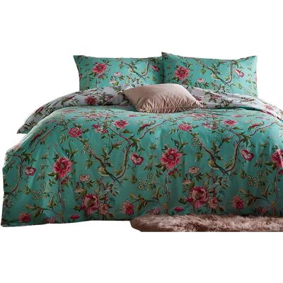 Furn Vintage Chinoiserie Parure Couette Floral Exotique - Jade - Publicité Furn Vintage Chinoiserie Parure Couette Floral Exotique - Jade - Publicité