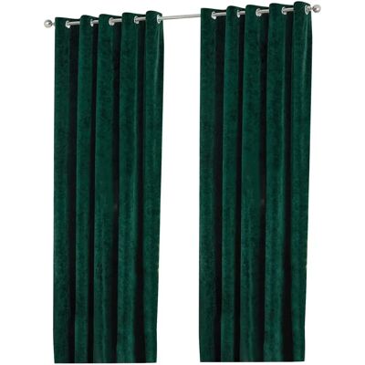 Paoletti Verona Crushed Velvet Eyelet Curtains - Emerald - Size 229 Cm X 137 Cm - Curtain Paoletti Verona Crushed Velvet Eyelet Curtains - Emerald - Size 229 Cm X 137 Cm - Curtain
