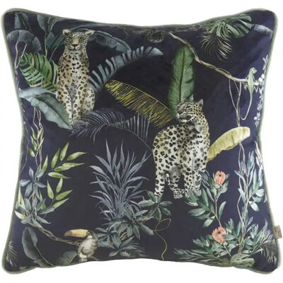 Evans Lichfield Dschungel Leopard Paspel Veloursbezug - Marineblau - Einheitsgröße Evans Lichfield Dschungel Leopard Paspel Veloursbezug - Marineblau - Einheitsgröße