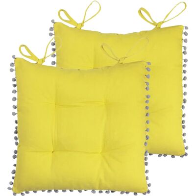 Furn Aruba Lot de 2 Coussins de Siège - Coton Jaune - 43 cm x 43 cm - Coussins Furn Aruba Lot de 2 Coussins de Siège - Coton Jaune - 43 cm x 43 cm - Coussins