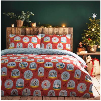 Furn Doce Días de Navidad Juego de Edredón Reversible - Rojo - Doble Furn Doce Días de Navidad Juego de Edredón Reversible - Rojo - Doble