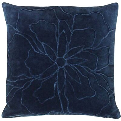 Furn Angeles Cojín de Terciopelo Navy con Pliegues Florales - Cojines Furn Angeles Cojín de Terciopelo Navy con Pliegues Florales - Cojines