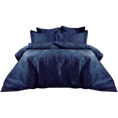 Paoletti Palmeria Quilted Velvet Duvet Cover Set - Navy - Double - Bedding Set Paoletti Palmeria Quilted Velvet Duvet Cover Set - Navy - Double - Bedding Set