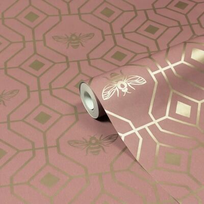 Furn Bee Deco Pink Geometric Wallpaper - Wallcovering Furn Bee Deco Pink Geometric Wallpaper - Wallcovering