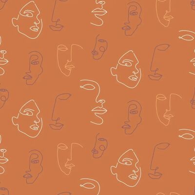 Furn Kindred Papel Pintado con Rostros Abstractos - Naranja - Unisex Furn Kindred Papel Pintado con Rostros Abstractos - Naranja - Unisex
