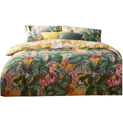 Furn Medinilla Set di piumino tropicale reversibile - Senape - Matrimoniale Furn Medinilla Set di piumino tropicale reversibile - Senape - Matrimoniale