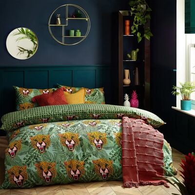 Furn Untamed Green Tropical Cheetah Duvet Cover Set - King - Bedding Furn Untamed Green Tropical Cheetah Duvet Cover Set - King - Bedding