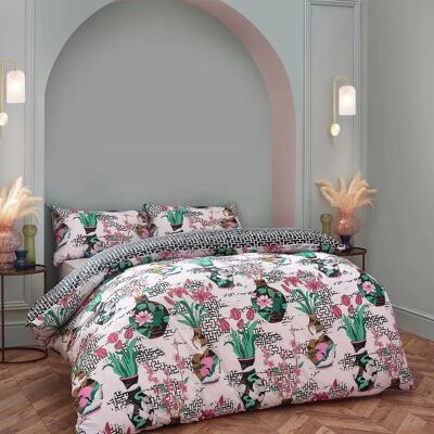 Furn Ishiko Set Lenzuola Reversibili Fiori Bianchi - Lenzuola Furn Ishiko Set Lenzuola Reversibili Fiori Bianchi - Lenzuola