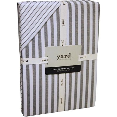 The Linen Yard Hebden Reversible Grey Cotton Duvet Cover Set - Double The Linen Yard Hebden Reversible Grey Cotton Duvet Cover Set - Double