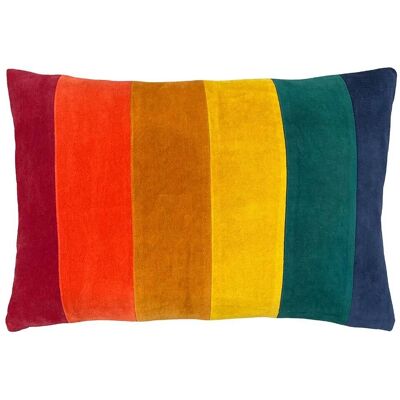Cojín de Terciopelo de Algodón con Rayas Arcoíris - Multicolor - Una Talla Cojín de Terciopelo de Algodón con Rayas Arcoíris - Multicolor - Una Talla