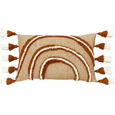 Furn Cojín de Borlas de Algodón Arcoíris - Rojo - Talla Única Furn Cojín de Borlas de Algodón Arcoíris - Rojo - Talla Única