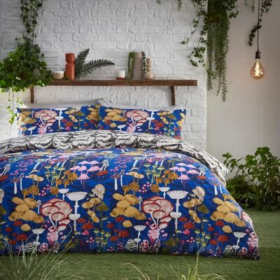 Furn Amanita Mushroom Duvet Cover Set - Blue - Size Double Furn Amanita Mushroom Duvet Cover Set - Blue - Size Double