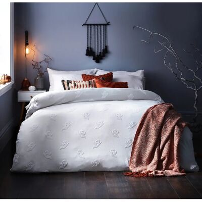 Zestaw pościeli Halloween Ghost Tufted - Biała Bawełna - Super King Zestaw pościeli Halloween Ghost Tufted - Biała Bawełna - Super King