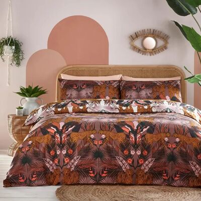 Furn Furn. Kaihalulu Jungle Reversible Duvet Cover Set - Berry Polycotton - Size Double Furn Furn. Kaihalulu Jungle Reversible Duvet Cover Set - Berry Polycotton - Size Double