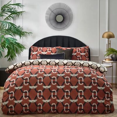 Furn Avalon Set copripiumino geometrico - Rosso Super King Furn Avalon Set copripiumino geometrico - Rosso Super King