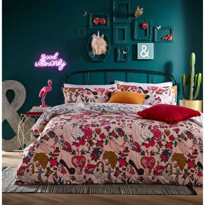 Furn Inked Tattoo Inspired Reversible Duvet Cover Set - Blush - Single Furn Inked Tattoo Inspired Reversible Duvet Cover Set - Blush - Single