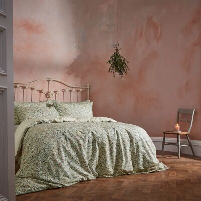 Edinburgh Weavers Malory Botanical Cotton Duvet Cover Set - Green - Double Edinburgh Weavers Malory Botanical Cotton Duvet Cover Set - Green - Double