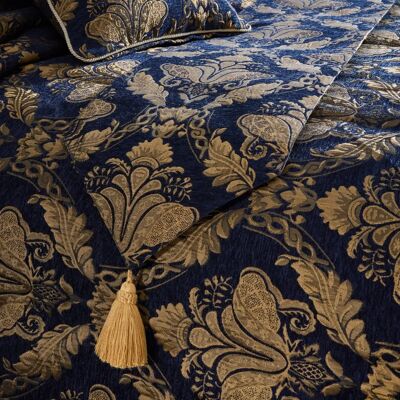 Paoletti Shiraz Damask Floral Bed Runner - Blue/navy - One Size Paoletti Shiraz Damask Floral Bed Runner - Blue/navy - One Size