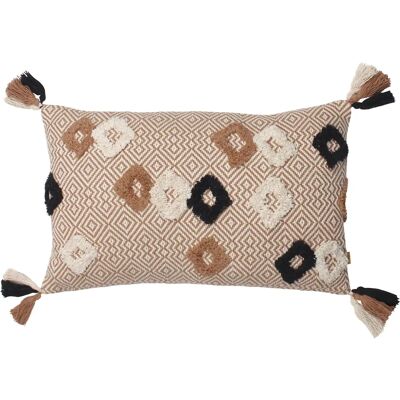 Furn Benji Cuscino in cotone con nappe - Marrone Furn Benji Cuscino in cotone con nappe - Marrone