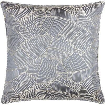 Wylder Seymour Embroidered Woven Jacquard Satin Piped Cushion - Dark Blue Wylder Seymour Embroidered Woven Jacquard Satin Piped Cushion - Dark Blue