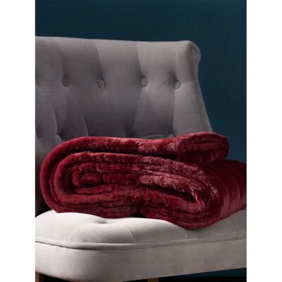 Paoletti Empress Faux Fur Throw - Ruby - One Size - Faux Fur Throw Paoletti Empress Faux Fur Throw - Ruby - One Size - Faux Fur Throw