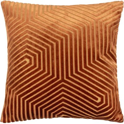 Paoletti Evoke Geometric Cut Velvet Cushion - Orange - Unisex - Cushion Paoletti Evoke Geometric Cut Velvet Cushion - Orange - Unisex - Cushion
