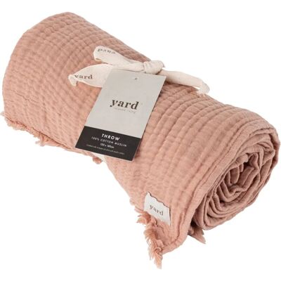 Yard Lark Pink Cotton Fringed Throw - One Size - Throw Blanket Yard Lark Pink Cotton Fringed Throw - One Size - Throw Blanket