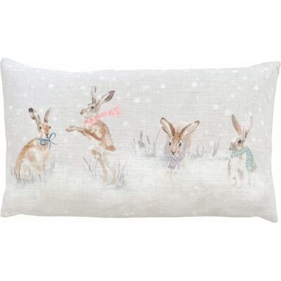 Evans Lichfield Snowy Hare Hand Painted Christmas Cushion - Unisex Evans Lichfield Snowy Hare Hand Painted Christmas Cushion - Unisex